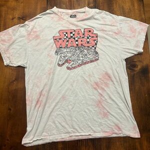 XL Star Wars Pink Tie Dye Millenium Falcon t shirt